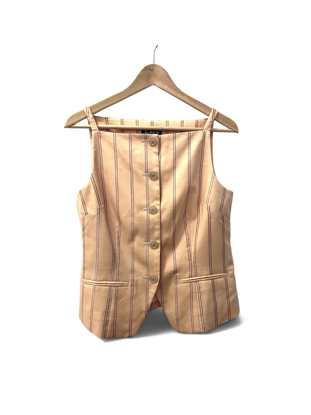 J. Crew Buff / Peach & Brown Striped Tailored Vest Waistcoat Size 6